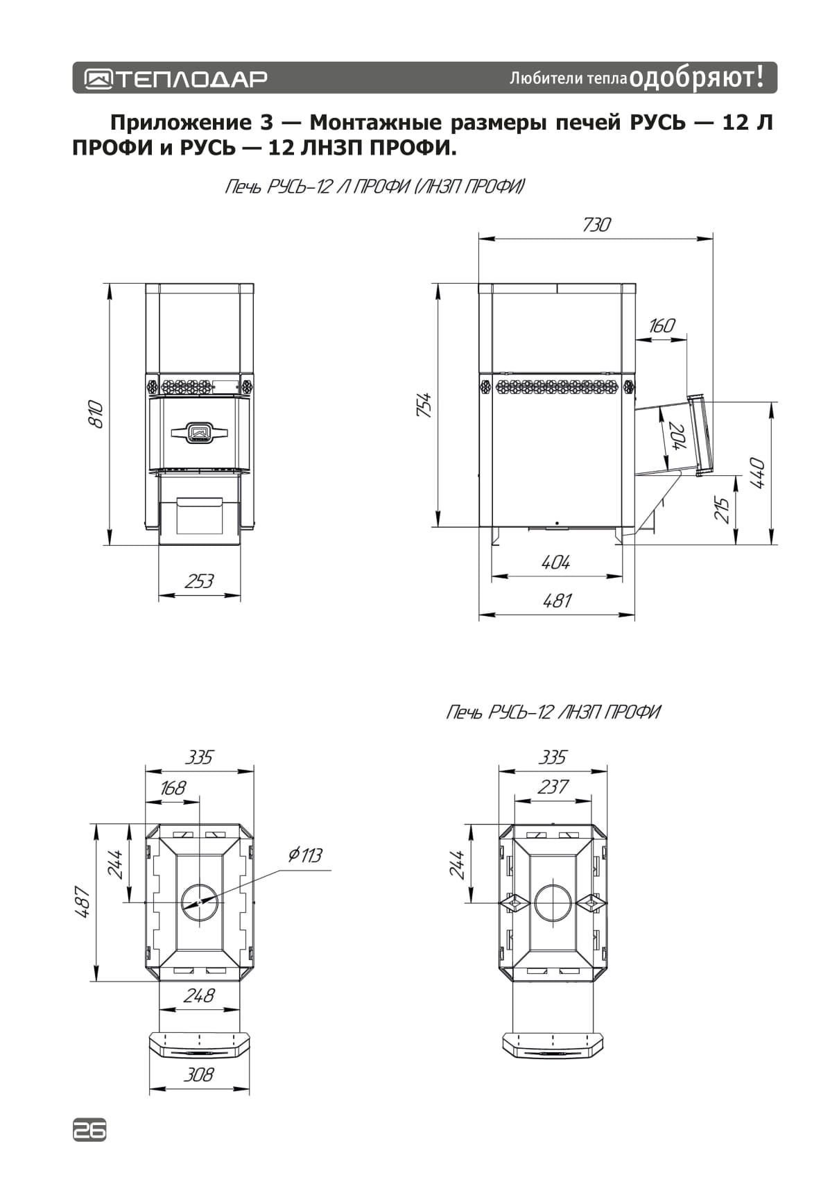 Печь для бани с открытой каменкой  Русь-12 ЛНЗП Профи - Теплодар